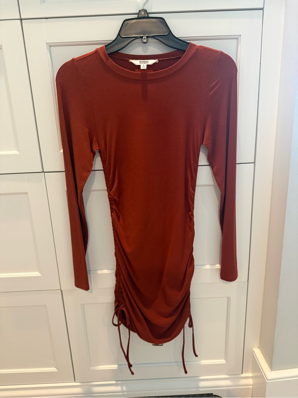 Steve Madden Long-Sleeve Ruched Bodycon Dress - Rust